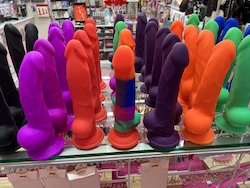 Dongs: 3D - SILICONE - DONGS SECONDS - 7-8" REALISTIC WITH BALLS - DARK PURPLE - CN-D-01**