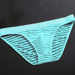 MEN'S: S - BRIEFS - SEE THROUGH - AQUA  - SIZE XL - SW-W200**