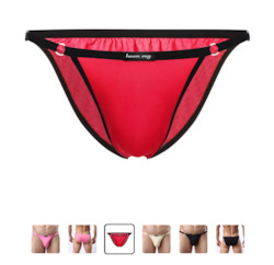 MEN'S: S - BRIEFS -  ADJUSTABLE SIDES - RED - SJ-MEN-RED**