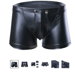 MEN'S: S - BOXERS - WET LOOK - DOMED POUCH  - XXL - SJ-M-TRUNKS-5**