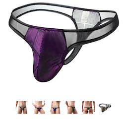 MEN'S: S - THONG - PATCHWORK - PURPLE/BLACK - XL  - SJ-MEN-PBKXL**