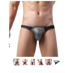 MEN'S: S - THONG - PATCHWORK - SILVER/BLACK - XL  - SJ-MEN-SBKXL**