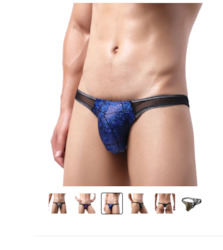 MEN'S: S - THONG - PATCHWORK - BLUE/BLACK - XL  - SJ-MEN-BLBKXL**