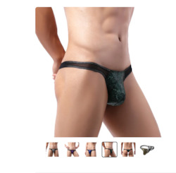 MEN'S: S - THONG - PATCHWORK - GREEN/BLACK - XL  - SJ-MEN-GRBKXL**