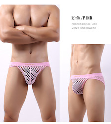 MEN'S: S - BRIEFS - FISHNET - PINK - SIZE XL - SJ-M-ASST**