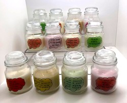 SCENTED ORNAMENTAL CANDLES: SJ - INSIGHTFUL CANDLES ASSORTED - DISPLAY OF 12**