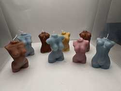 SUE'S CANDLES: SJ - FEMALE FORM CANDLES - ASSORTED COLOURS  -  PACKAGED  - SJ-FF-01**