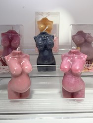 SCENTED ORNAMENTAL CANDLES: SJ - PREGNANT FORM CANDLES - ASSORTED COLOURS  -  PACKAGED  - SJ-PF-01**