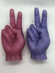 SUE'S CANDLES: SJ -HANDS - TWO FINGERS -  PACKAGED  - SJ-HTF**